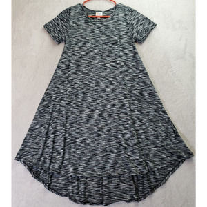 LuLaRoe T Shirt Dress Women 2XS Gray Space Dye Polyester Short Sleeve Round Neck